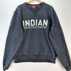 Indian Motorcycle Sweatshirt Mens Size XL Gray Embroidered Spellout Crewneck